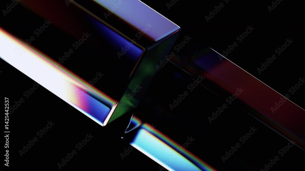 Abstract animation, 3d render of rotating glass cubes, 4k seamless looped video