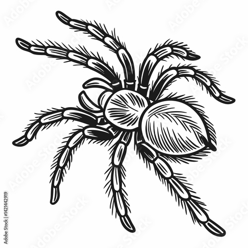 Tarantula Spider Line Drawing in Clean Minimal Style