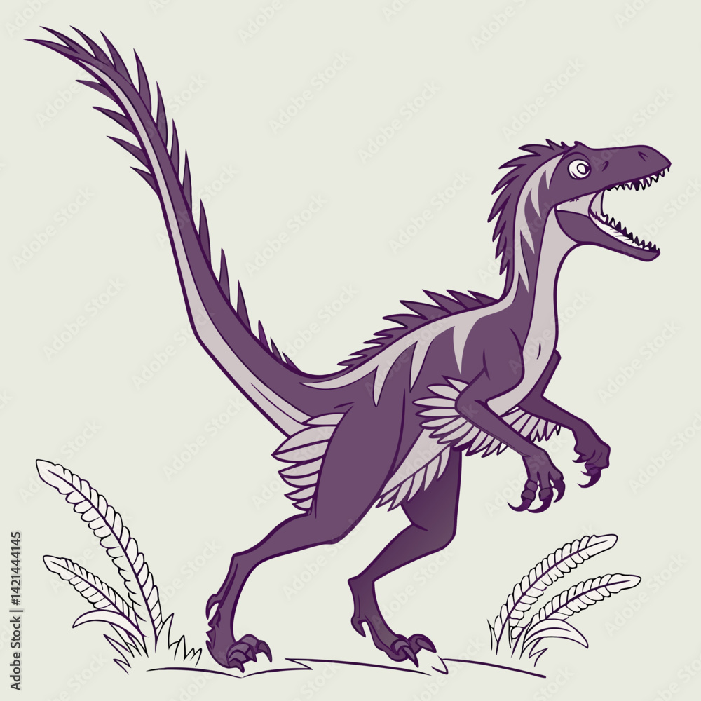 Fototapeta premium Velociraptor Running – Modern Flat Design