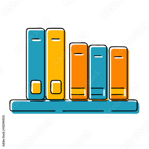 Colorful books on a shelf illustration  