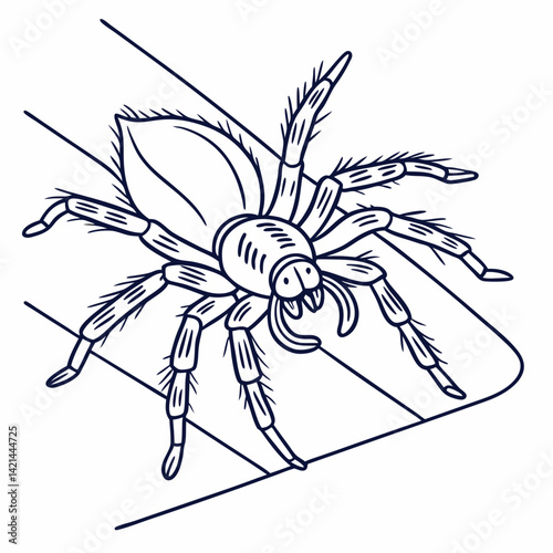 Wide Pose Huntsman Spider – Linear Vector Design