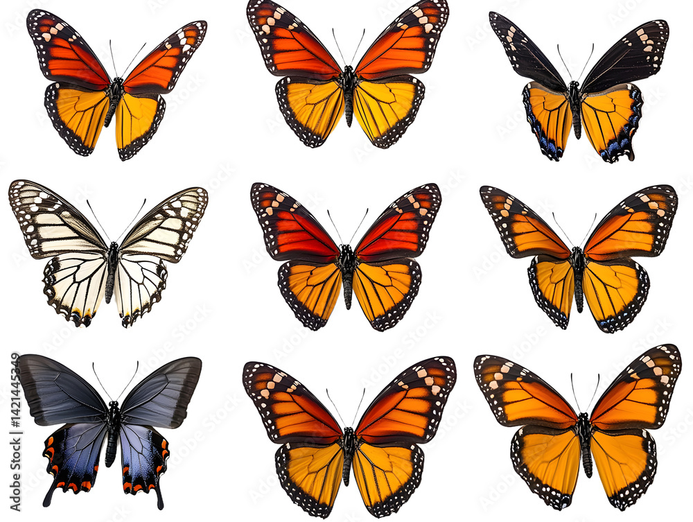Obraz premium monarch butterflies set