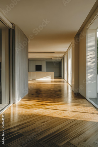 Wallpaper Mural Modern interior design featuring wooden floors and large windows in a spacious living area Torontodigital.ca