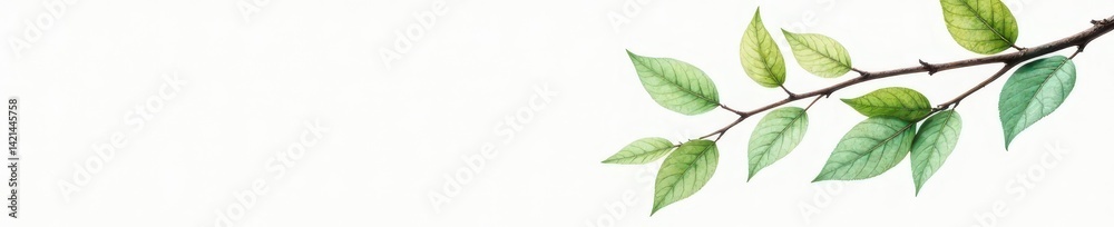 Naklejka premium Delicate watercolor leaves, elegant branch, white background, vibrant, graphic, autumn