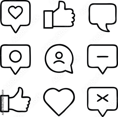 Feedback Icons Vector Set | Review, Rating, Response & User Opinion Line Pack