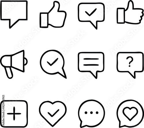 Feedback Icons Vector Set | Review, Rating, Response & User Opinion Line Pack