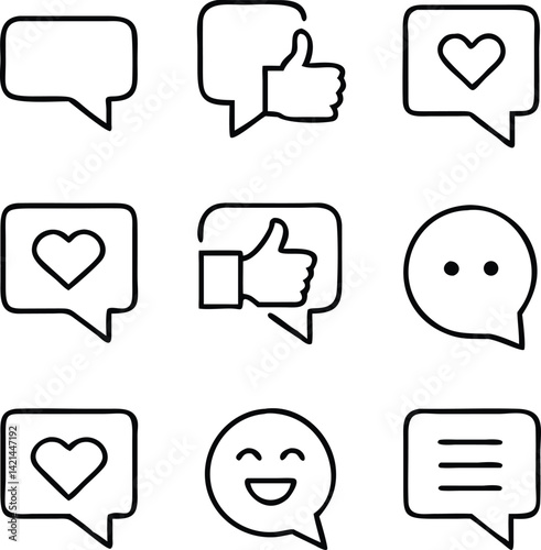 Feedback Icons Vector Set | Review, Rating, Response & User Opinion Line Pack