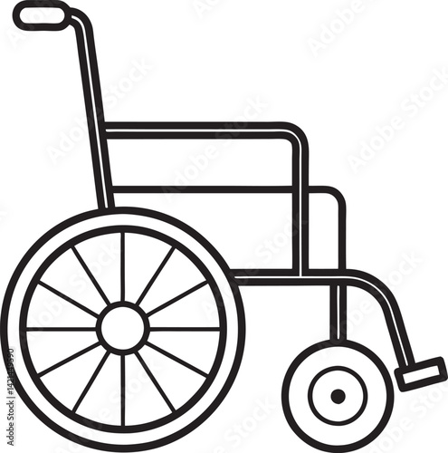 Wheel chair, icon design, vector. Black on white.