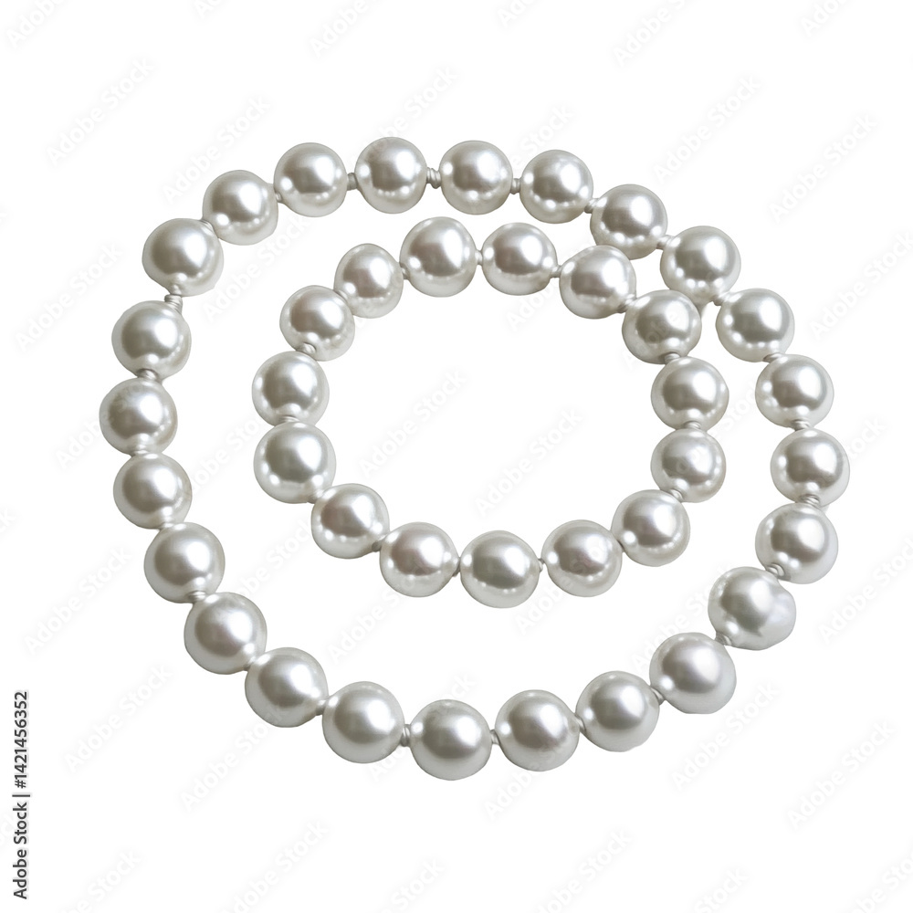 Long Opera Length Pearl Strand Isolated On Flat Li on a transparent background Long Opera Length Pearl Strand Isolated On Flat Li on a transparent background