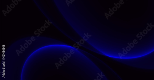 Enigmatic Blue Curves: An Abstract Dance of Light and Shadow, Ideal for Modern Designs and Sophisticated Backgrounds creating depth and style