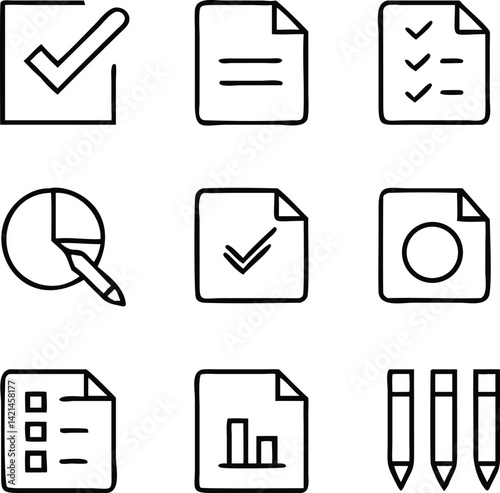 Survey Icons Vector Set | Forms, Questions, Answers & Poll Line Art Collection