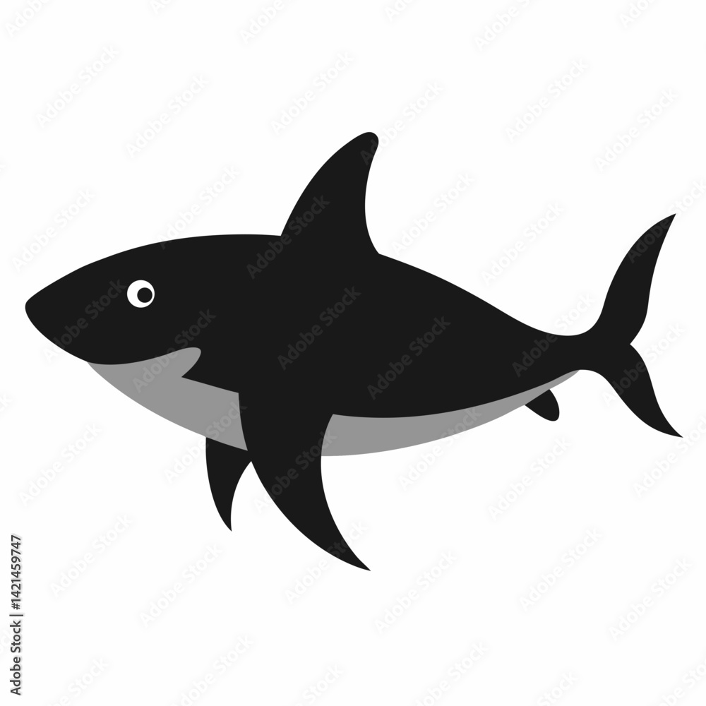 shark vector silhouette illustration isolated on white background
