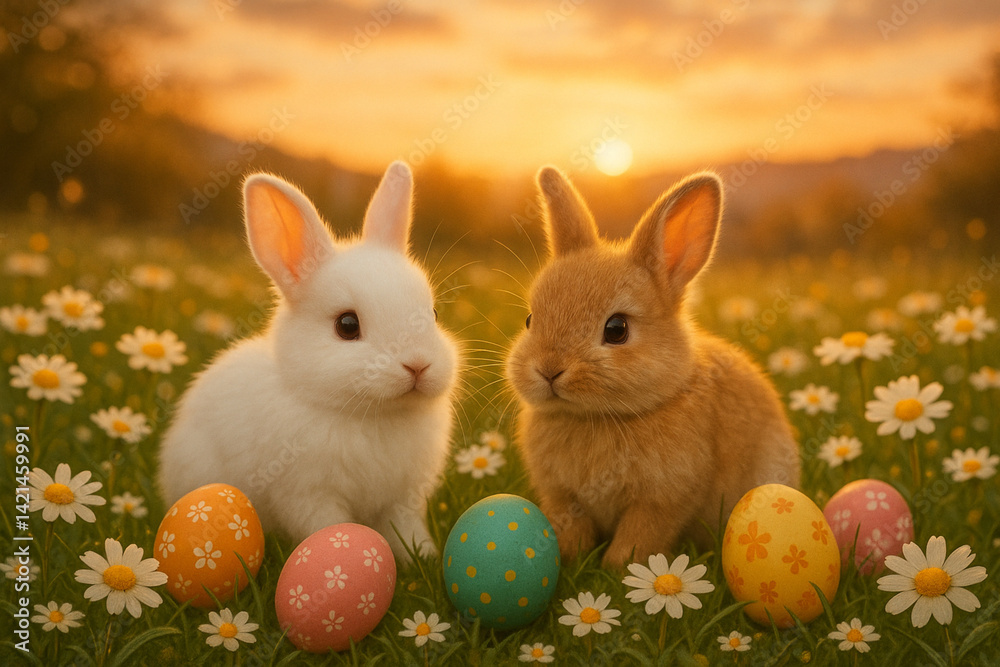 easter bunny with easter eggs easter bunny with easter eggs