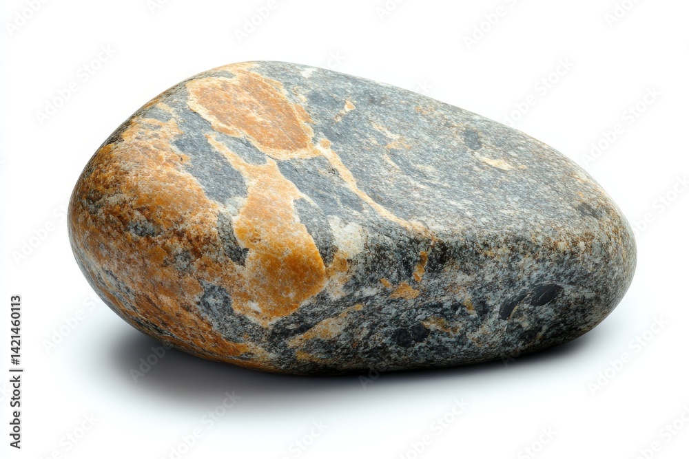 Smooth Gray and Orange River Rock Natural Stone Texture Isolated on White Background Smooth Gray and Orange River Rock Natural Stone Texture Isolated on White Background