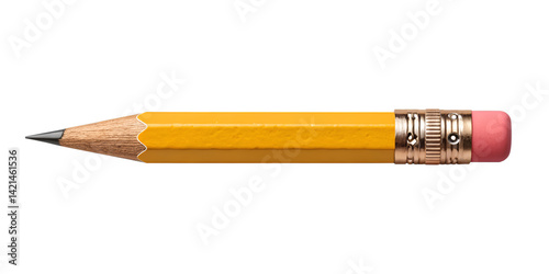 Classic yellow wooden pencil on gray background photo