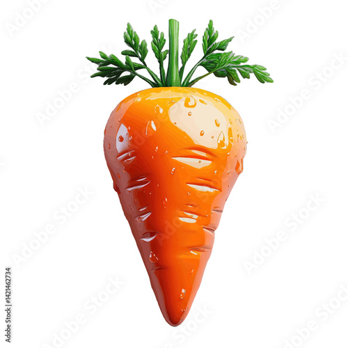 Volumetric illustration showcasing a realistic carrot with vibrant color and detailed texture