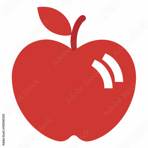 Apple heart icon A red apple that has been bitten School education concept
