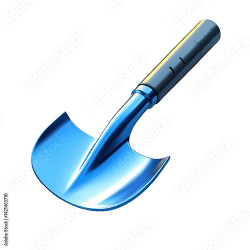 Illustration showcasing a shovel with a curved blade and a straight handle for easy digging and planting tasks in gardens and landscapes