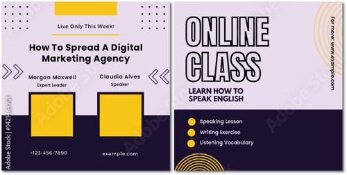 Online Class Promotion: Digital Marketing Agency and English Lessons Webinar