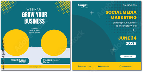 Informative webinar banner promoting business growth and social media marketing