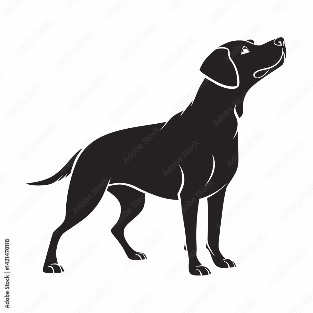 Fototapeta premium Dog silhouette illustration isolated on transparent background. Standing dog flat black illustration