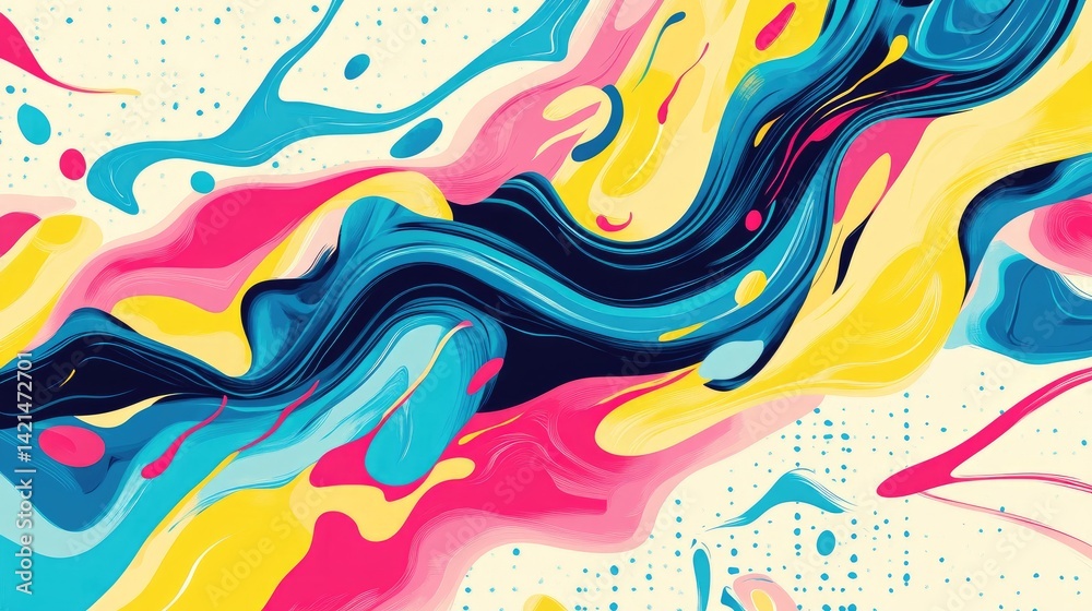 Fototapeta premium Vibrant Abstract Swirls Colorful Fluid Painting Dynamic Art