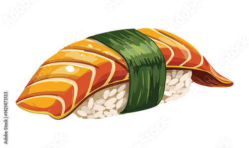 Unagi Sushi Rice Food - Vector Illustration