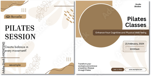 Elegant Pilates Session and Classes Promotion Banner Design Template