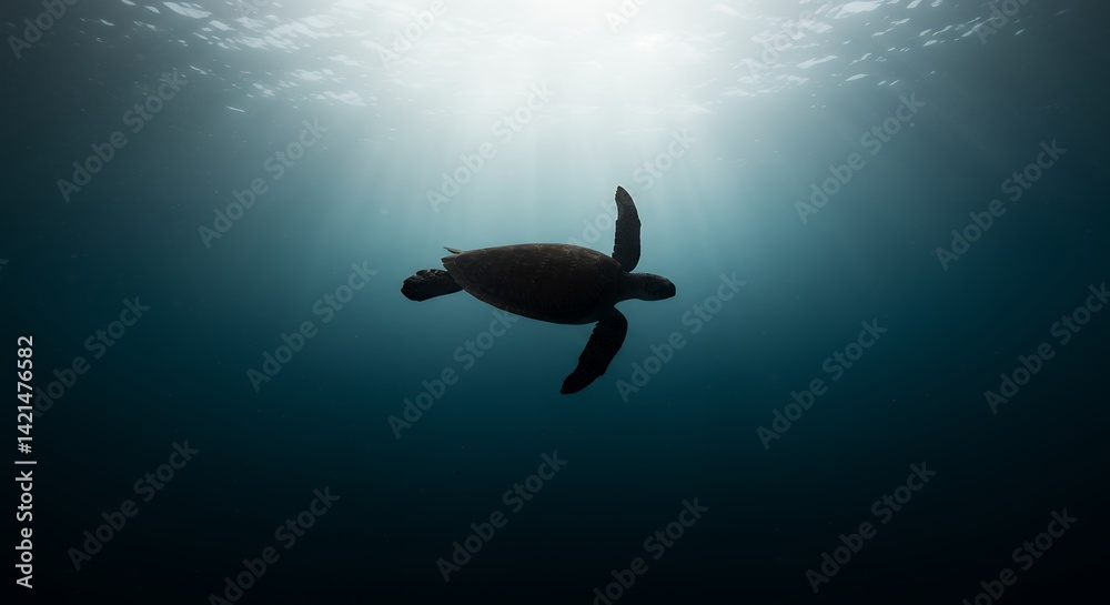 Fototapeta premium Sea Turtle Swimming Underwater