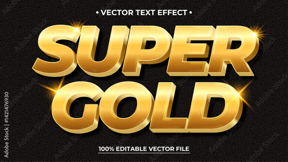 Luxury super gold sparkle text style effect template editable text effect