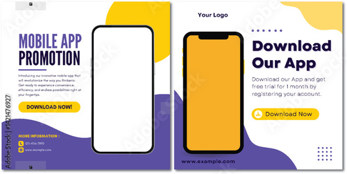 Mobile App Promotion Banner Design with Smartphone Mockup
