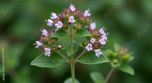 Wallpaper Mural Detailed Oregano Plant Displaying Leaf Structure and Flower Clusters in Soft Lighting Close Up Capturing Natural Beauty Perfect for Decoration Torontodigital.ca