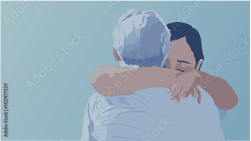 Patient showing gratitude to healthcare workers after recovery.eps