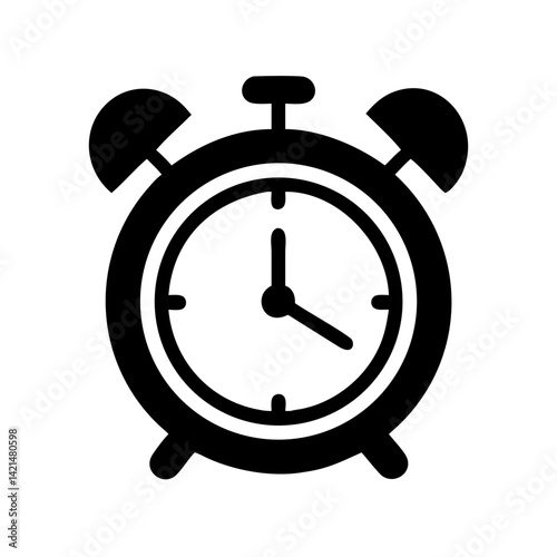 Time's Alarm: A clean black and white illustration of a classic alarm clock, signifying punctuality and deadlines.