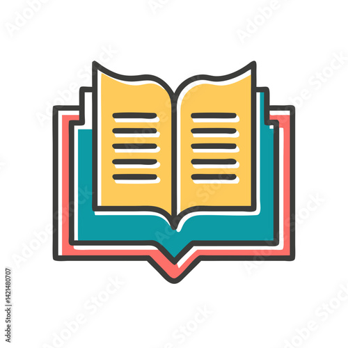Open Book: A stylized, open book illustration, showcasing its pages, perfect for education and literary design needs.
