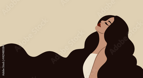 Beautiful woman with long dark flowing hair.