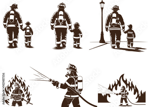 Firefighter Heroes Protecting and Rescuing in Emergency Situations