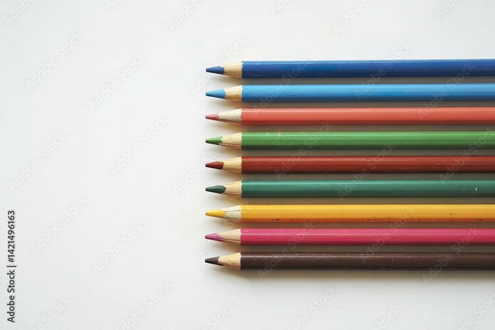 Obraz premium a row of colorful wooden pencils
