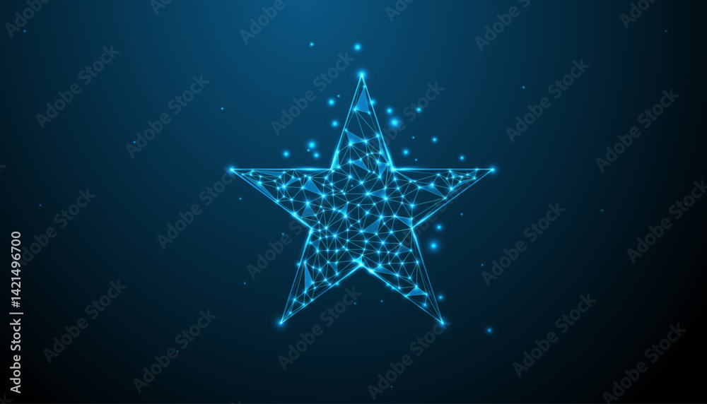 Low Poly Star Icon Background - Abstract Geometric Design with Vibrant Colors, Modern Stellar Symbol, and Creative Digital Artwork for Cosmic, Space, and Night Sky Themes