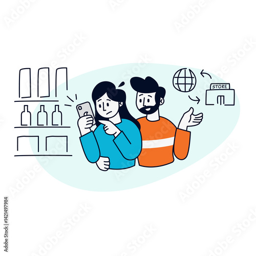 Social Media Shopping Illustration