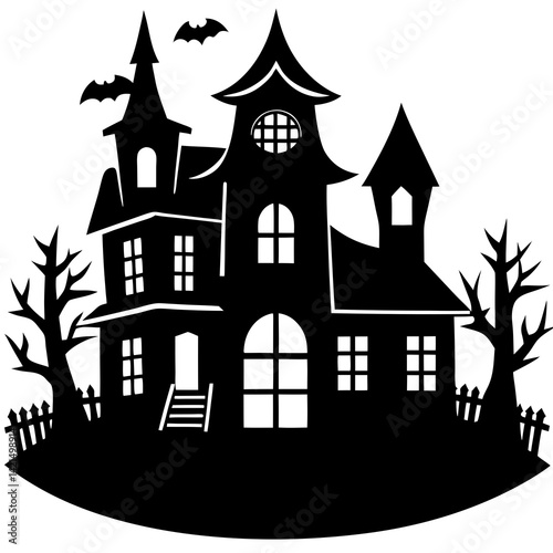 Spooky haunted house vector perfect for Halloween-themed digital designs and projects.