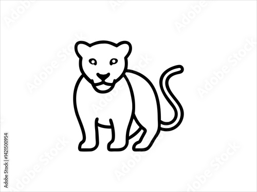 Simple Line Drawing of a Panther