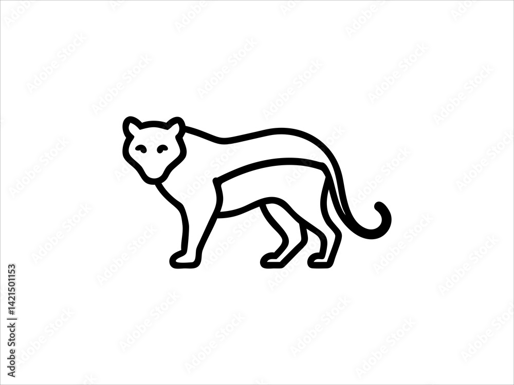 Fototapeta premium Simple Line Drawing of a Panther