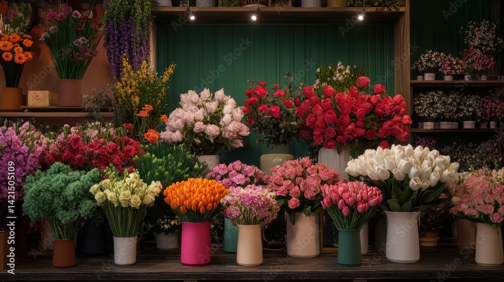 Obraz premium A Vibrant Display of Flowers in a Flower Shop