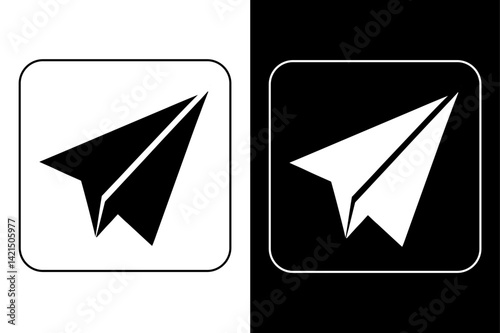 Paper Plane Vector Icon High-Contrast Black and White Silhouette.