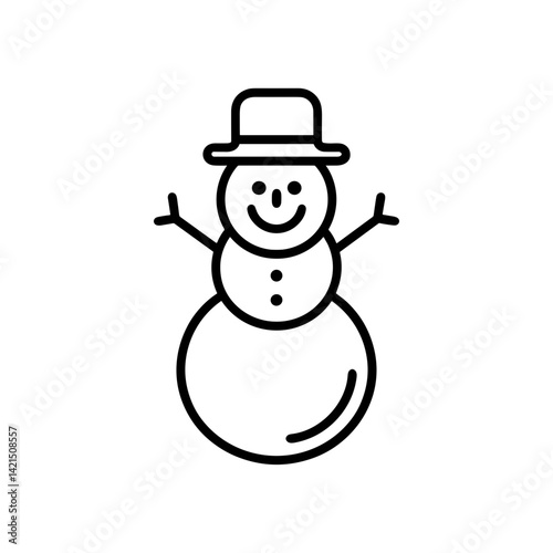 Snowman smiling and celebrating against a winter background  