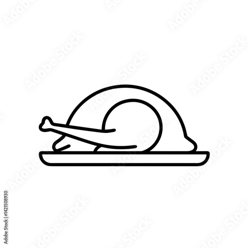 Roasted turkey on a platter in a minimalist style  