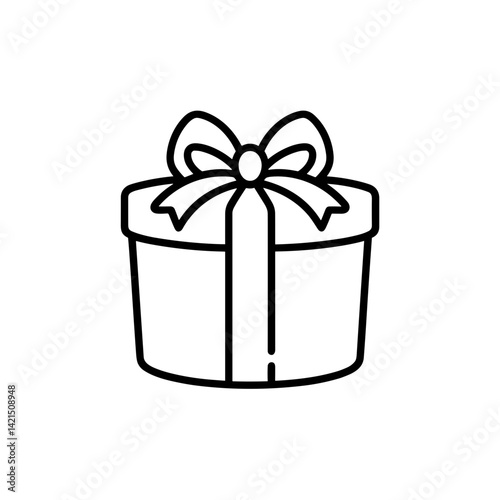 Round gift box with ribbon for Christmas celebration  