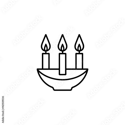 Kwanzaa candle holder with three candles in minimalistic style  