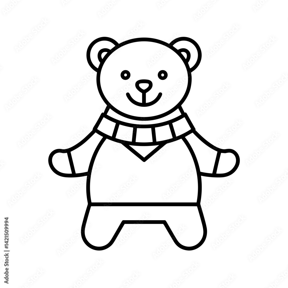 Fototapeta premium Cute bear in sweater with smile on white background 